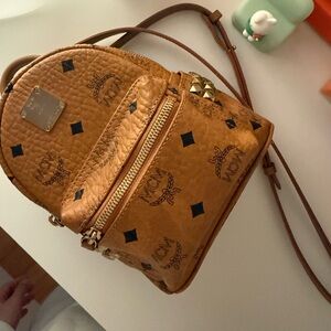 MCM Cognac Leather Backpack - “Bebe Boo” Mini